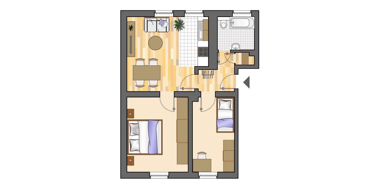 Etagenwohnung Gelsenkirchen Hassel - 2 Zimmer, 50 m&sup2;, 359&euro; | Angebot:26098233