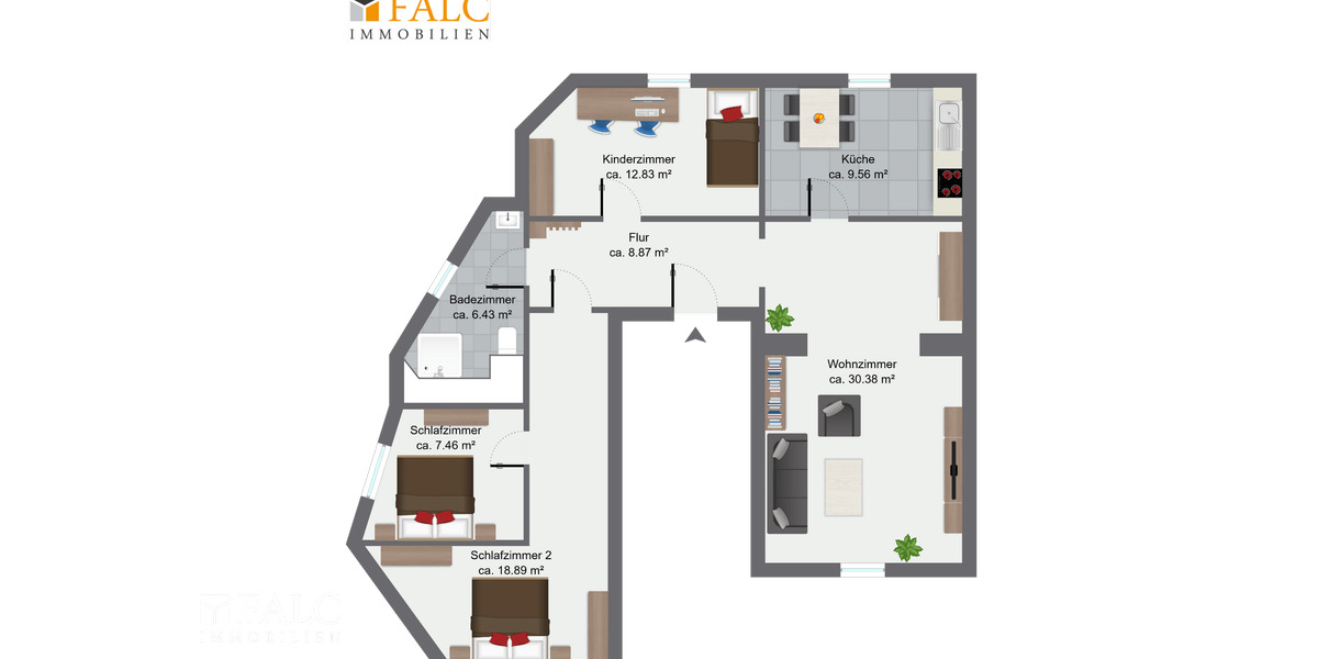 Etagenwohnung Herten Bertlich - 4 Zimmer, 94 m&sup2;, 800&euro; | Angebot:25868081