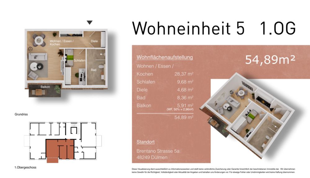 Etagenwohnung Dülmen - 2 Zimmer, 68 m&sup2;, 294.250&euro; | Angebot:25740505