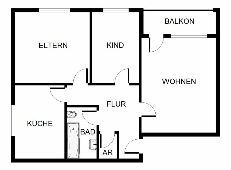 Erdgeschoßwohnung Dortmund Eving - 3.5 Zimmer, 71 m&sup2;, 611&euro; | Angebot:25881129
