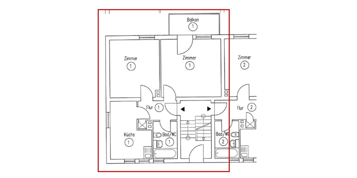 Hochparterre Essen Stadtbezirk II - 2 Zimmer, 55 m&sup2;, 629&euro; | Angebot:25804009