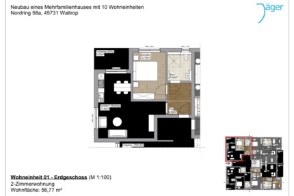 Wohnung Waltrop - 2 Zimmer, 57 m&sup2;, 824&euro; | Angebot:24428780