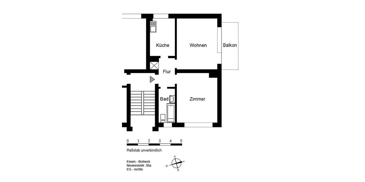 Etagenwohnung Essen Stadtbezirk IV - 2 Zimmer, 48 m&sup2;, 473&euro; | Angebot:26635113