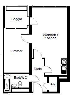 Etagenwohnung Bochum Querenburg - 2 Zimmer, 43 m&sup2;, 390&euro; | Angebot:26763361