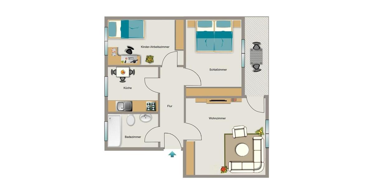 Erdgeschoßwohnung Herten - 3.5 Zimmer, 62 m&sup2;, 520&euro; | Angebot:25175724