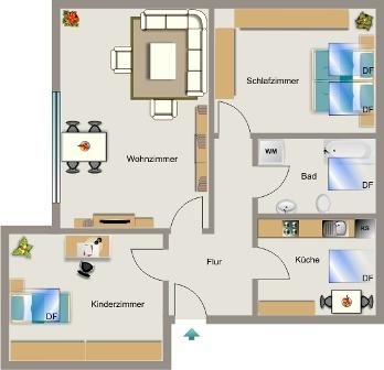 Dachgeschoßwohnung Marl - 3.5 Zimmer, 69 m&sup2;, 397&euro; | Angebot:26015249