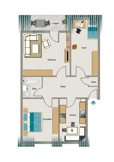 Dachgeschoßwohnung Lünen Alstedde - 3.5 Zimmer, 71 m&sup2;, 635&euro; | Angebot:26641577