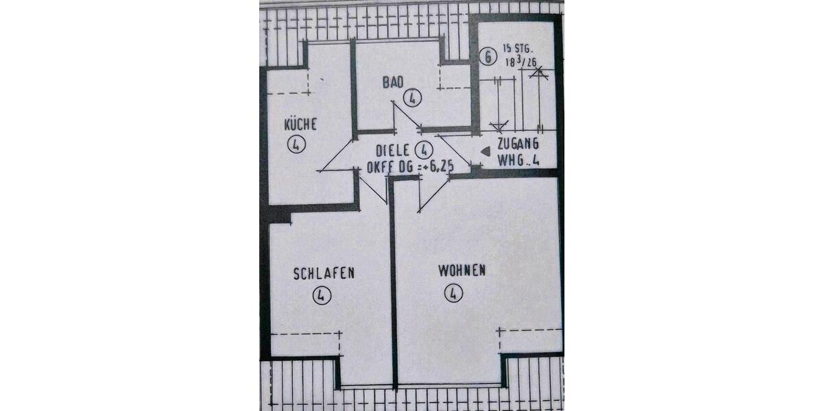 Dachgeschoßwohnung Dinslaken Hiesfeld - 2.5 Zimmer, 73 m&sup2;, 670&euro; | Angebot:25987330