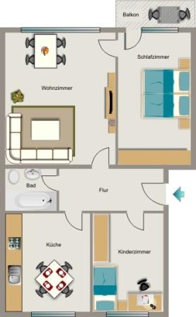 Etagenwohnung Marl - 3.5 Zimmer, 59 m&sup2;, 423&euro; | Angebot:25895364