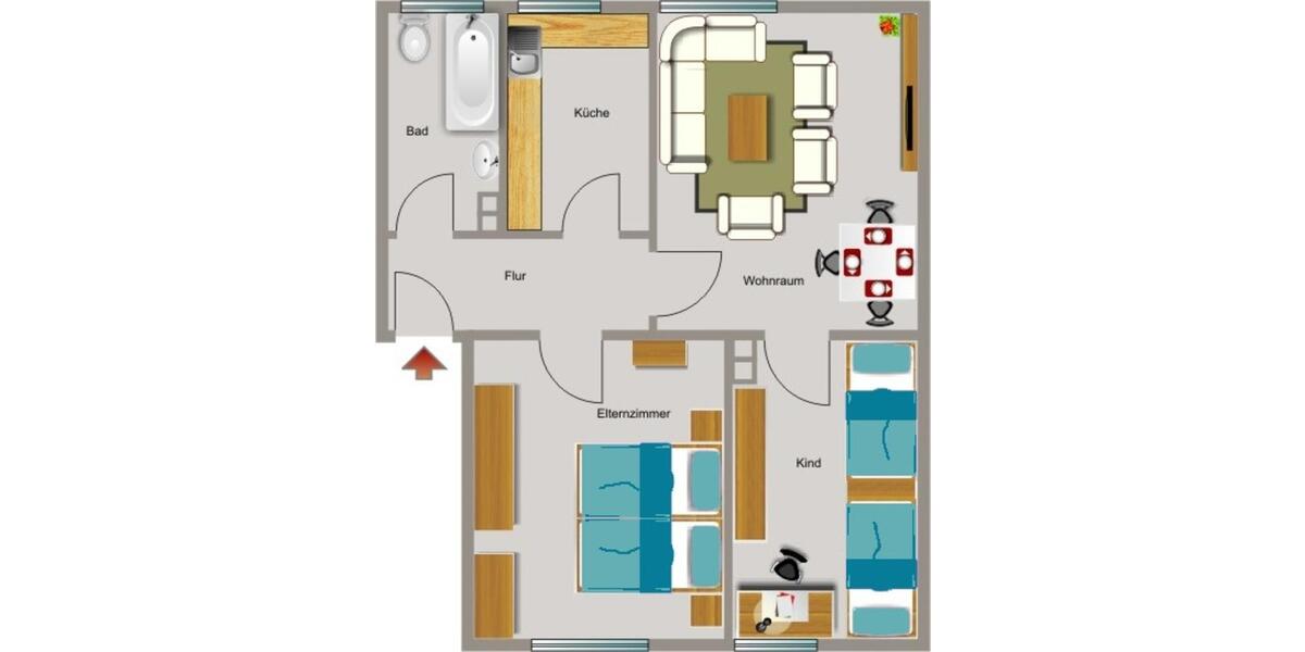 Etagenwohnung Dinslaken Lohberg - 3.5 Zimmer, 53 m&sup2;, 456&euro; | Angebot:25845061