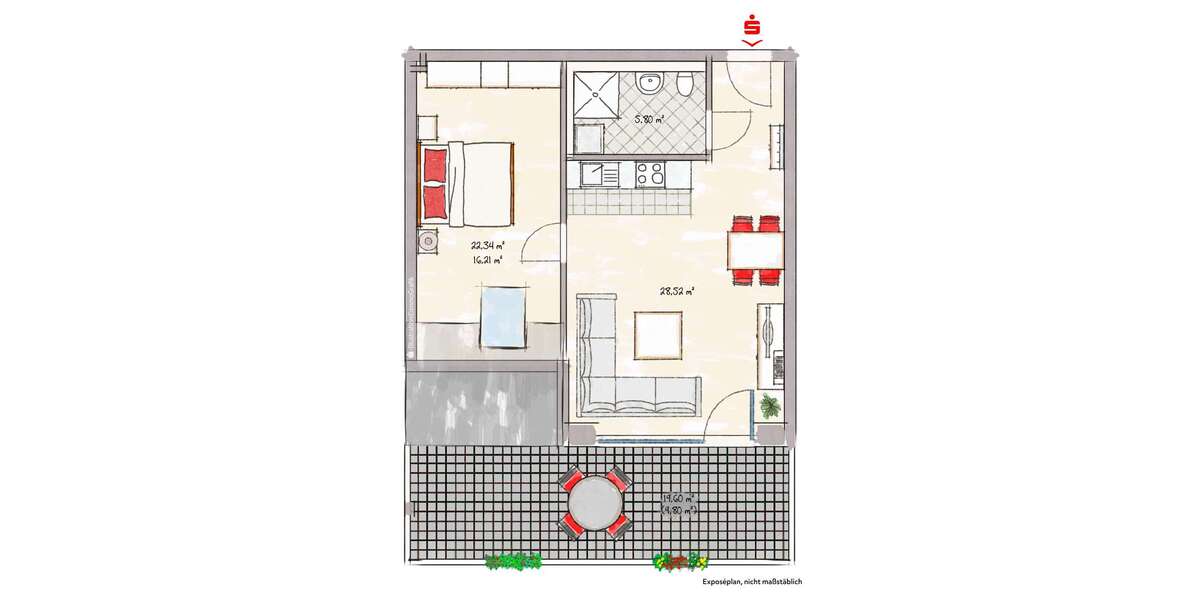 Etagenwohnung Dülmen - 2 Zimmer, 60 m&sup2;, 780&euro; | Angebot:27111737