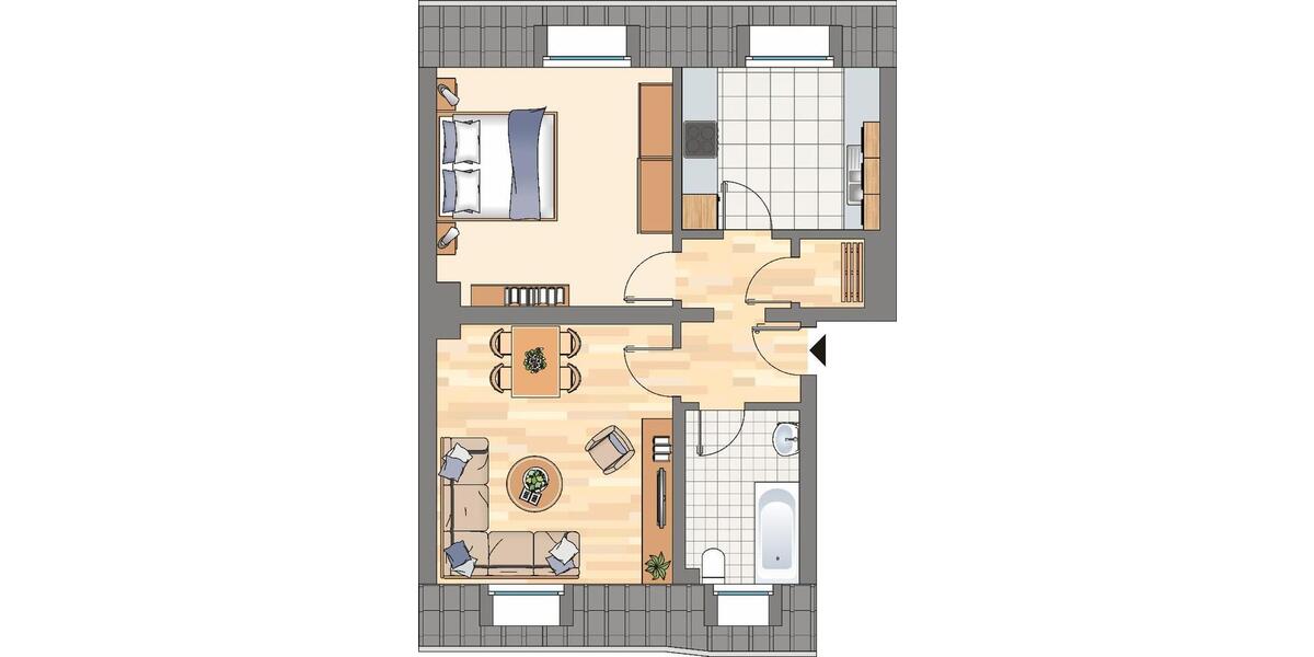 Etagenwohnung Dortmund Huckarde - 2 Zimmer, 54 m&sup2;, 441&euro; | Angebot:26008887