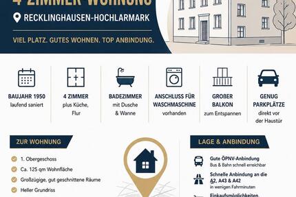 Wohnung Recklinghausen Grullbad - 2 Zimmer, 125 m&sup2;, 1.100&euro; | Angebot:26567446