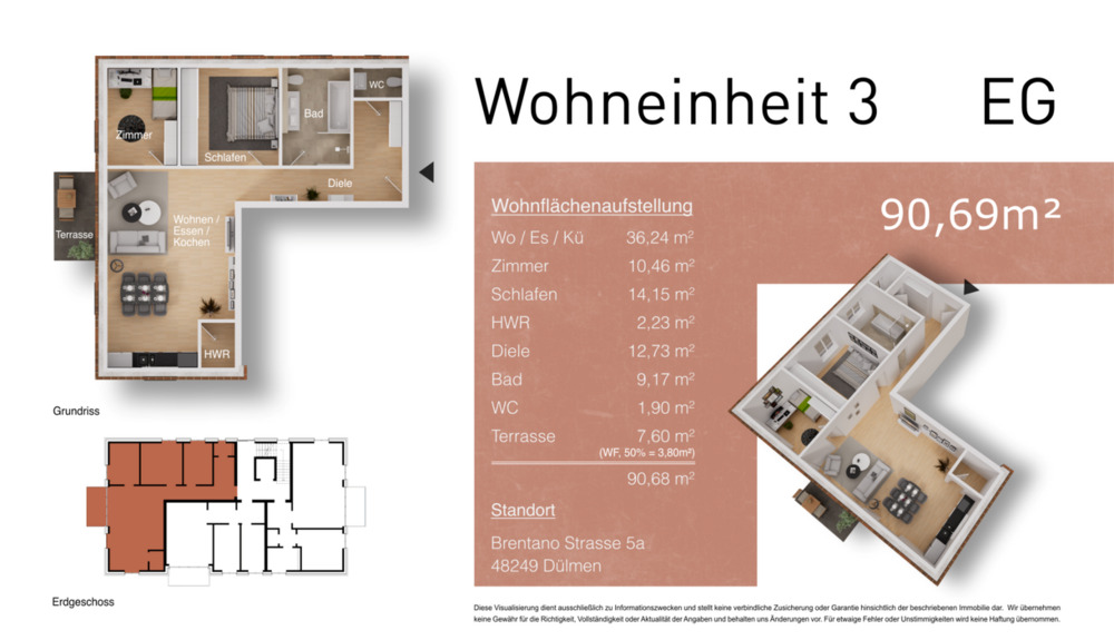 Etagenwohnung Dülmen - 2 Zimmer, 68 m&sup2;, 294.250&euro; | Angebot:25740505