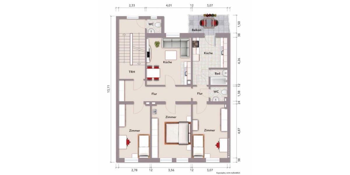 Etagenwohnung Dortmund Innenstadt Nord - 4 Zimmer, 105 m&sup2;, 1.150&euro; | Angebot:25862479