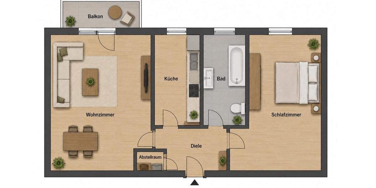 Etagenwohnung Bochum Querenburg - 2.5 Zimmer, 47 m&sup2;, 149.000&euro; | Angebot:26665259