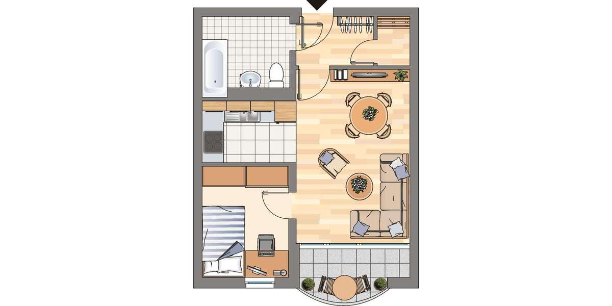 Etagenwohnung Dortmund Körne - 1 Zimmer, 45 m&sup2;, 477&euro; | Angebot:27098384