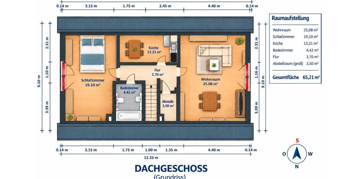 Dachgeschoßwohnung Witten Rüdinghausen - 2.5 Zimmer, 64 m&sup2;, 575&euro; | Angebot:27611971