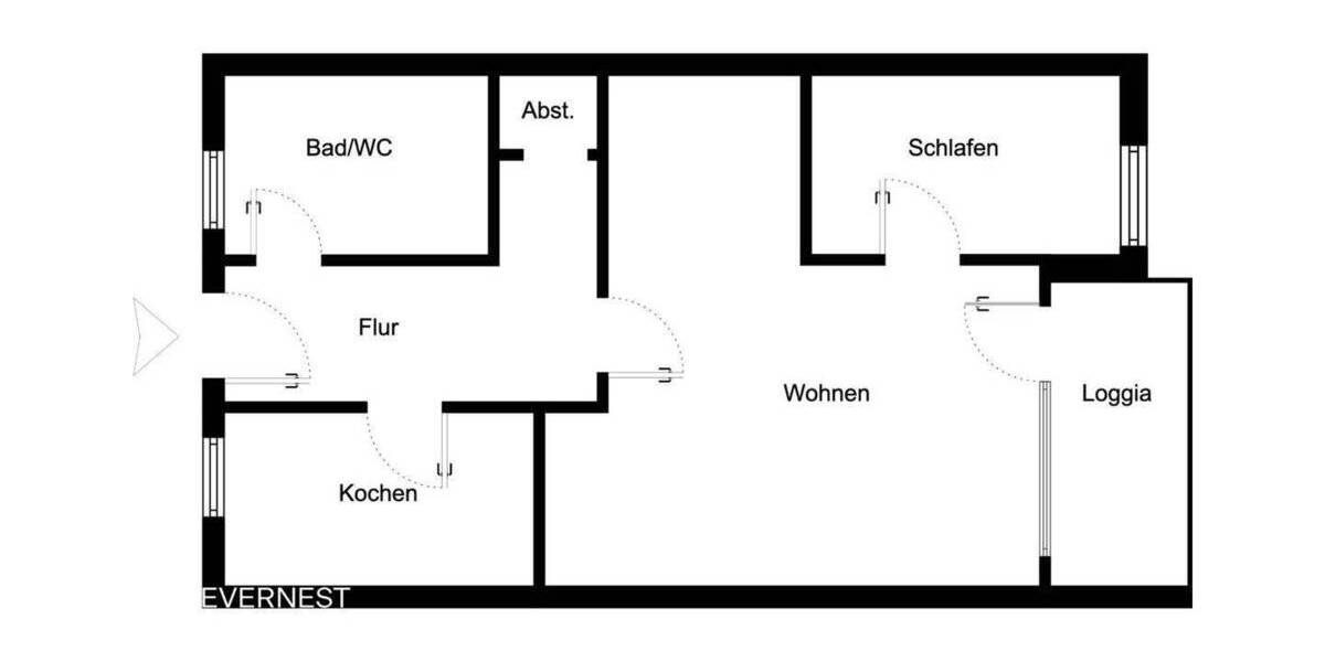 Etagenwohnung Dortmund Körne - 2 Zimmer, 48 m&sup2;, 121.800&euro; | Angebot:25799902