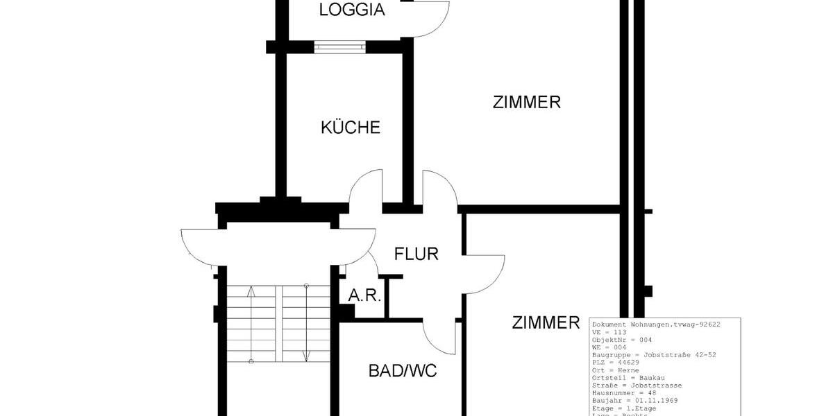 Etagenwohnung Herne Baukau - 2.5 Zimmer, 62 m&sup2;, 465&euro; | Angebot:26535235
