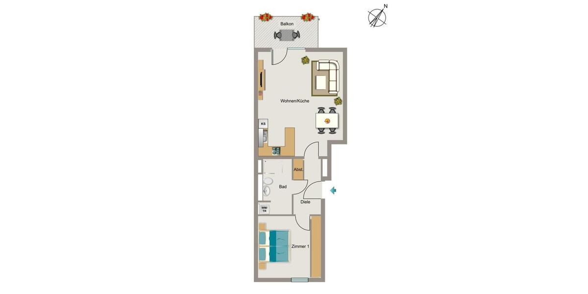 Etagenwohnung Essen Stadtbezirk III - 2.5 Zimmer, 63 m&sup2;, 684&euro; | Angebot:26641573