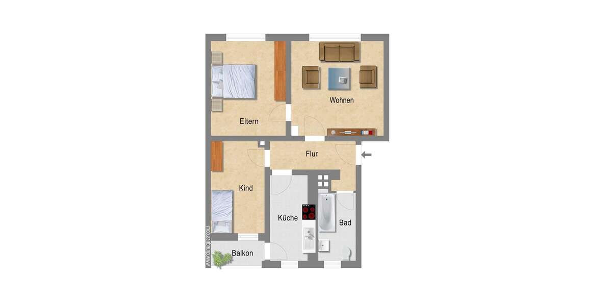 Etagenwohnung Essen Altenessen - 3.5 Zimmer, 65 m&sup2;, 410&euro; | Angebot:26301635