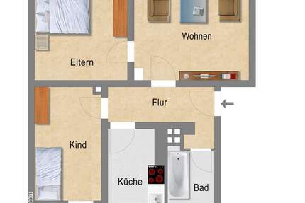 Wohnung Essen Altenessen - 3.5 Zimmer, 65 m&sup2;, 410&euro; | Angebot:26301635