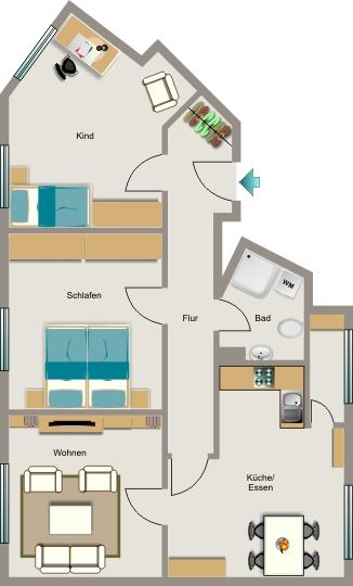 Etagenwohnung Herne Baukau - 3.5 Zimmer, 93 m&sup2;, 647&euro; | Angebot:26672566