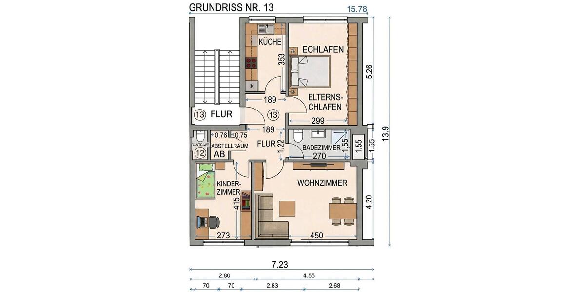 Etagenwohnung Essen Stadtbezirk III - 3 Zimmer, 68 m&sup2;, 580&euro; | Angebot:26040447