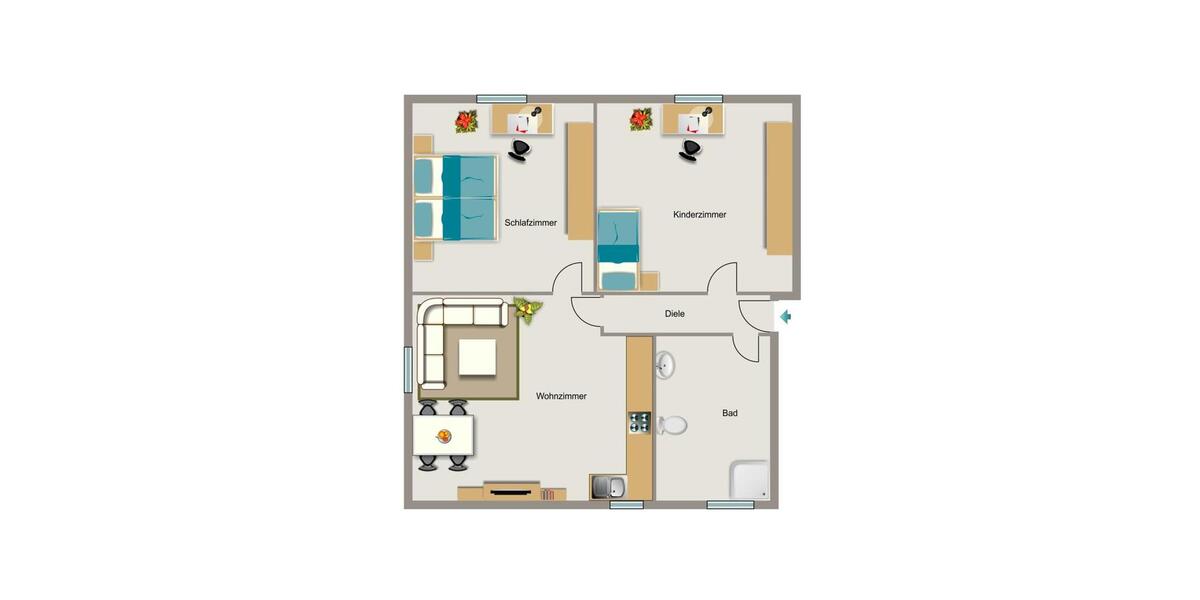 Erdgeschoßwohnung Bottrop Boy - 2.5 Zimmer, 44 m&sup2;, 356&euro; | Angebot:26042983
