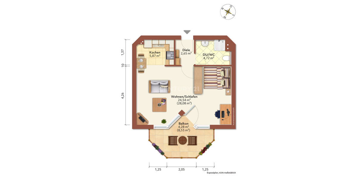 Lichtdurchflutete Dachgeschosswohnung mit großem Balkon in ruhiger Lage - Dachgeschoßwohnung Wetter | Angebot:27736010