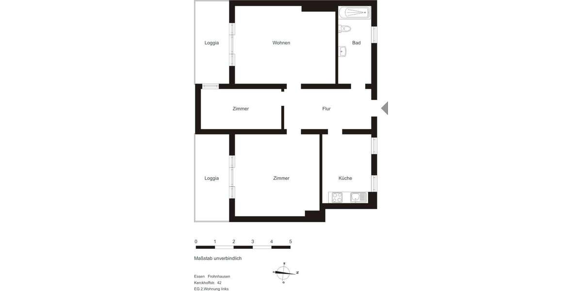 Etagenwohnung Essen Frohnhausen - 3.5 Zimmer, 81 m&sup2;, 679&euro; | Angebot:26750128