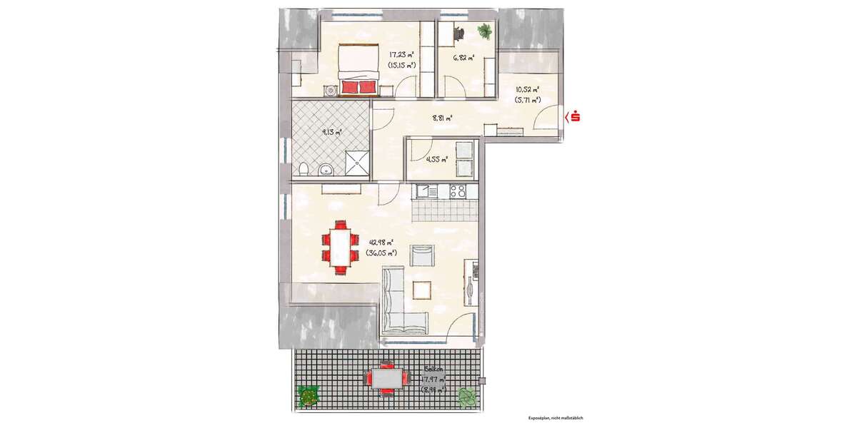 Etagenwohnung Dülmen - 3 Zimmer, 95 m&sup2;, 1.188&euro; | Angebot:27111743