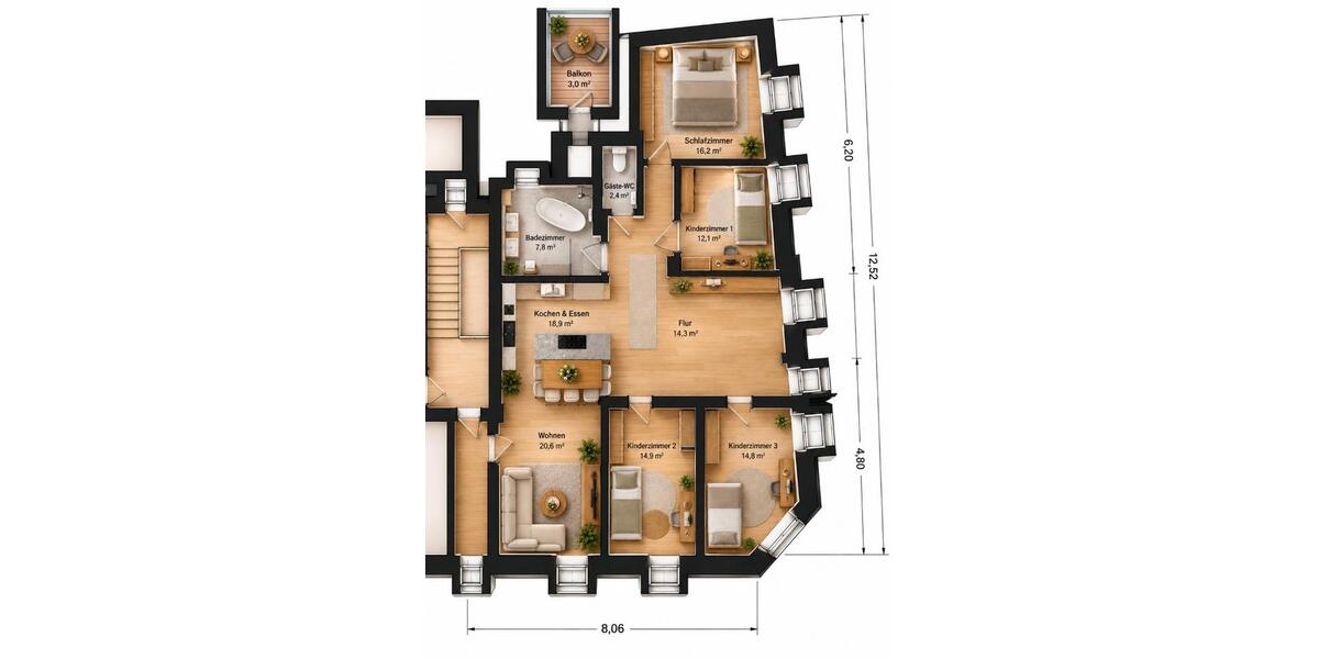 Etagenwohnung Recklinghausen Grullbad - 3 Zimmer, 73 m&sup2;, 139.000&euro; | Angebot:27609909