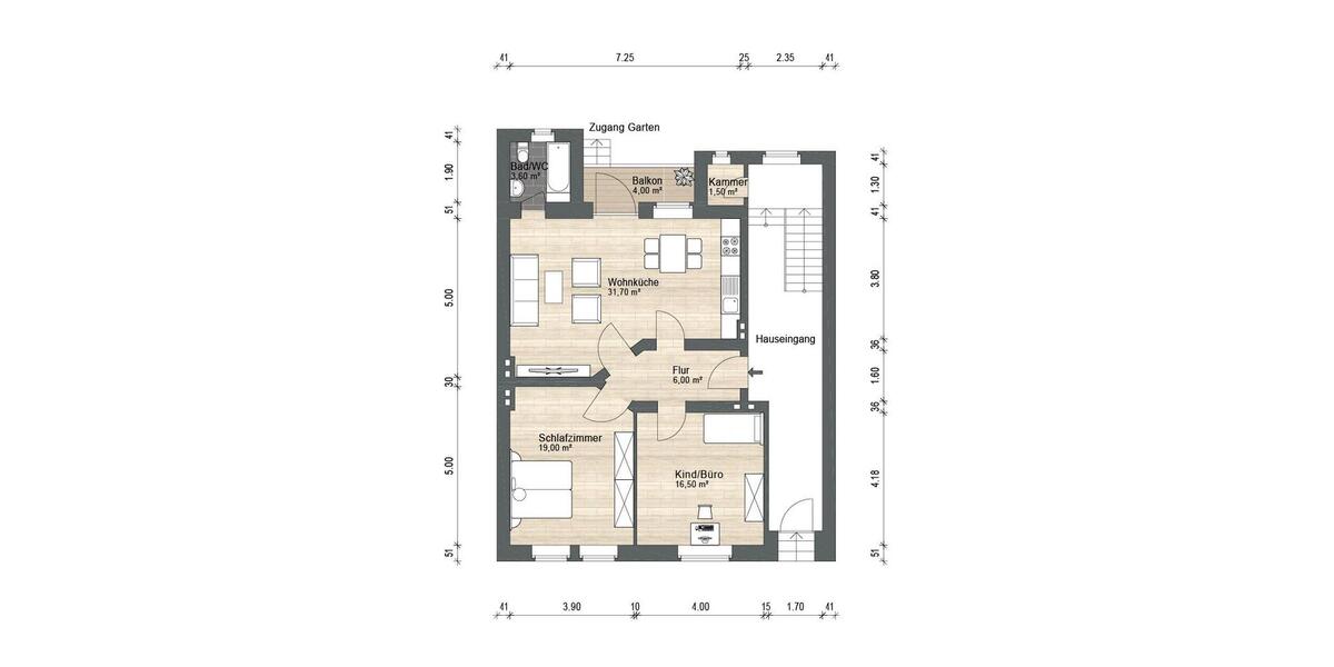 Erdgeschoßwohnung Dortmund Innenstadt Ost - 3 Zimmer, 75 m&sup2;, 1.095&euro; | Angebot:26031727