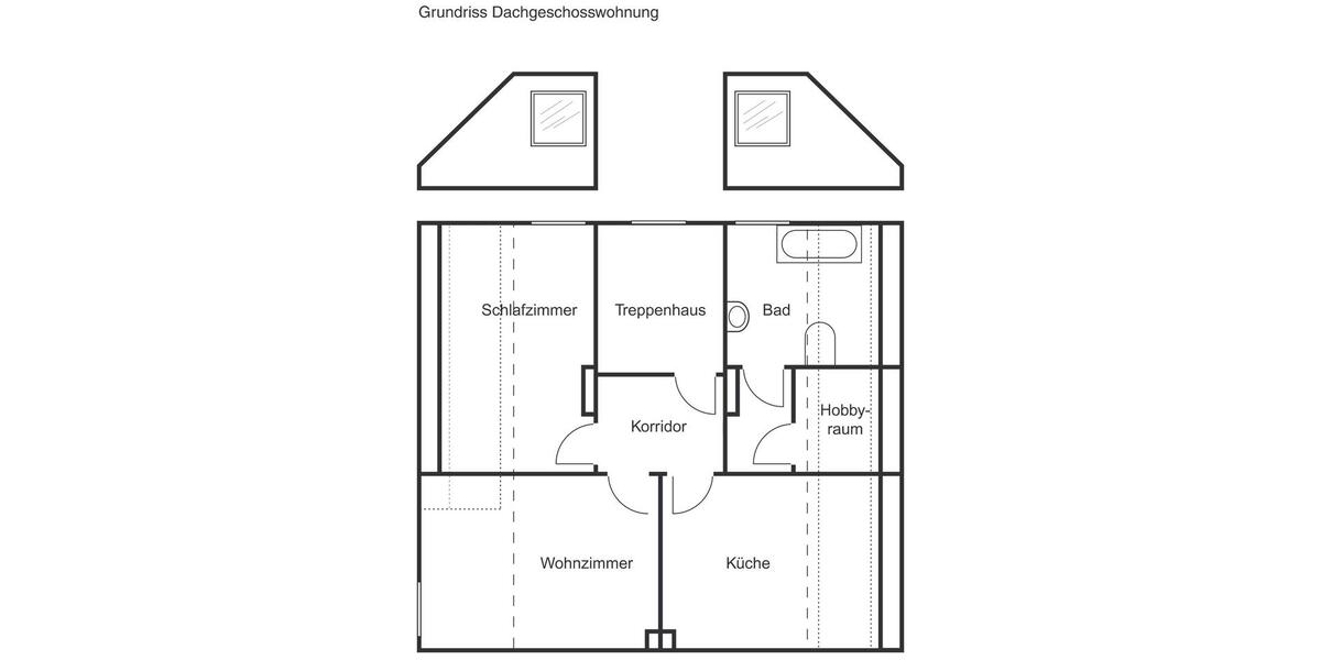 Dachgeschoßwohnung Dortmund Mengede - 2 Zimmer, 57 m&sup2;, 484&euro; | Angebot:25942455